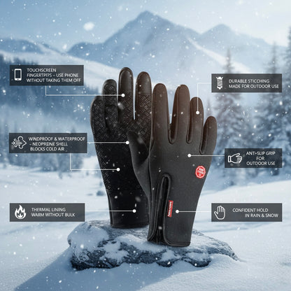 ThermaGrip Waterproof Touchscreen Winter Gloves (Windproof • Anti-Slip • Full-Finger)