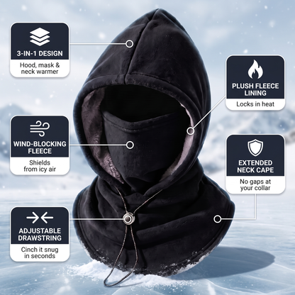 SnugHood Fleece Balaclava – Adjustable 3-in-1 Hood, Face Mask & Neck Warmer