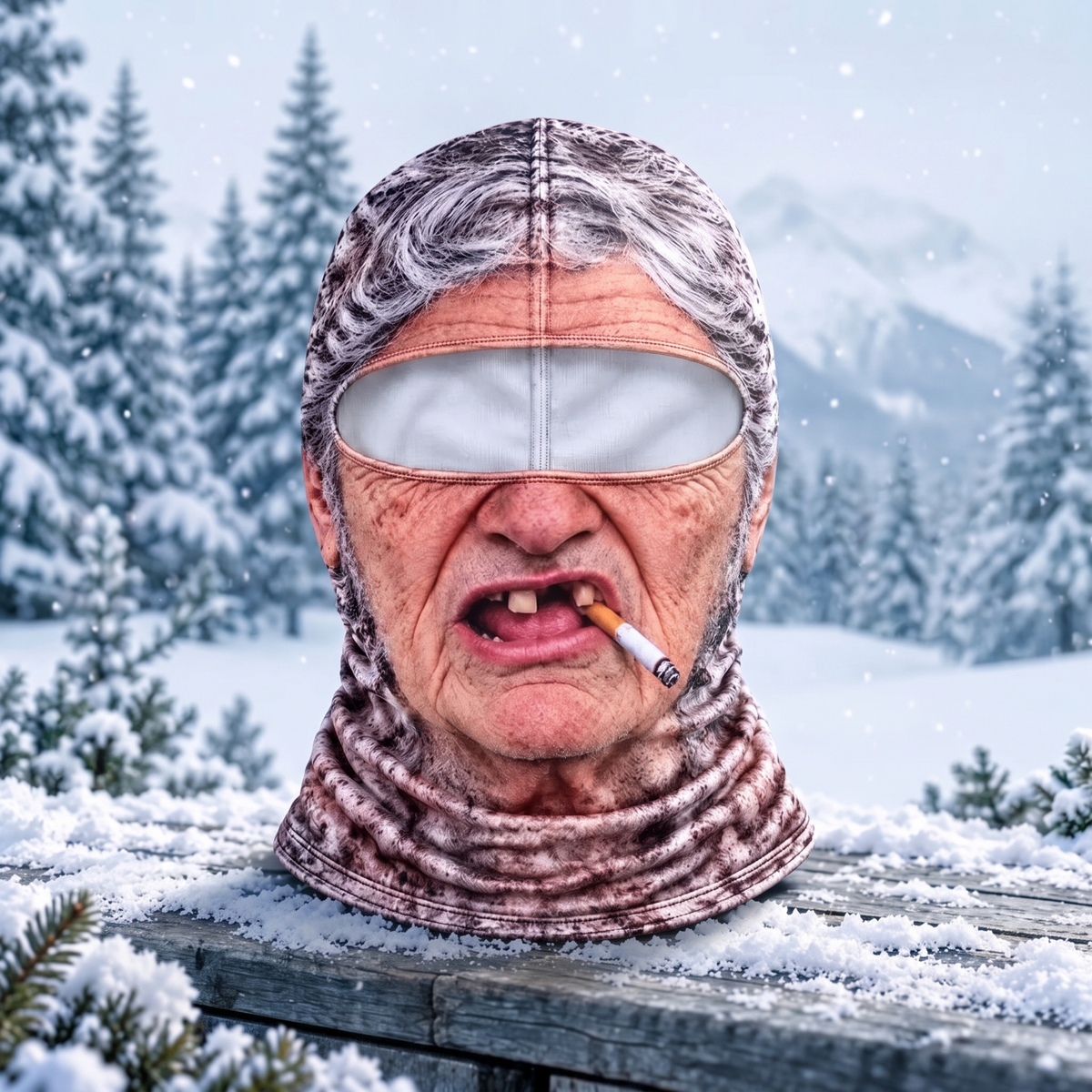 GrumpyGramps Balaclava – 3D Funny Old Man Face Ski Mask & Neck Warmer