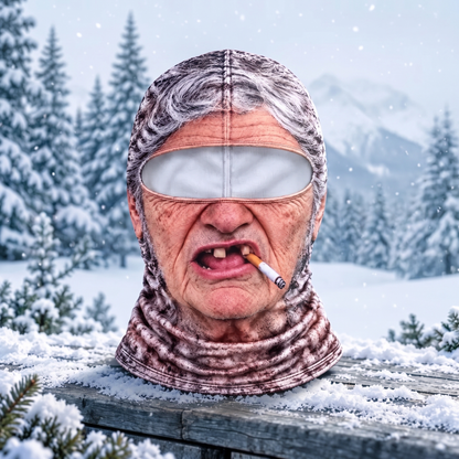 GrumpyGramps Balaclava – 3D Funny Old Man Face Ski Mask & Neck Warmer