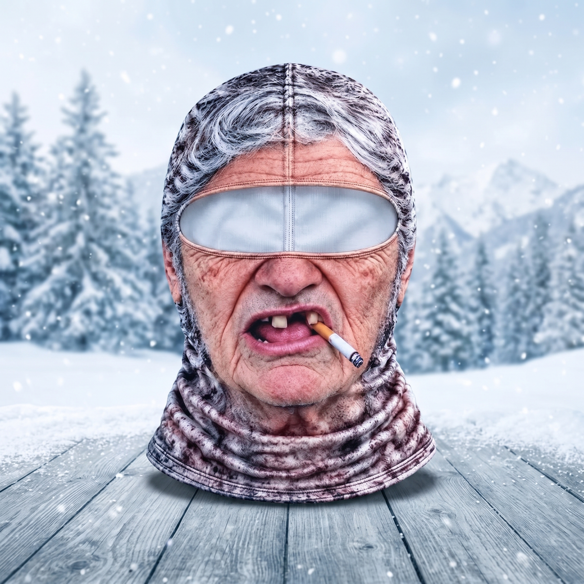 GrumpyGramps Balaclava – 3D Funny Old Man Face Ski Mask & Neck Warmer