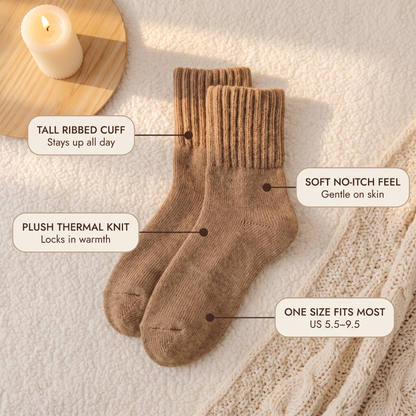 CozyKnit Thermal Socks – Plush Ribbed Mid-Calf Winter Socks