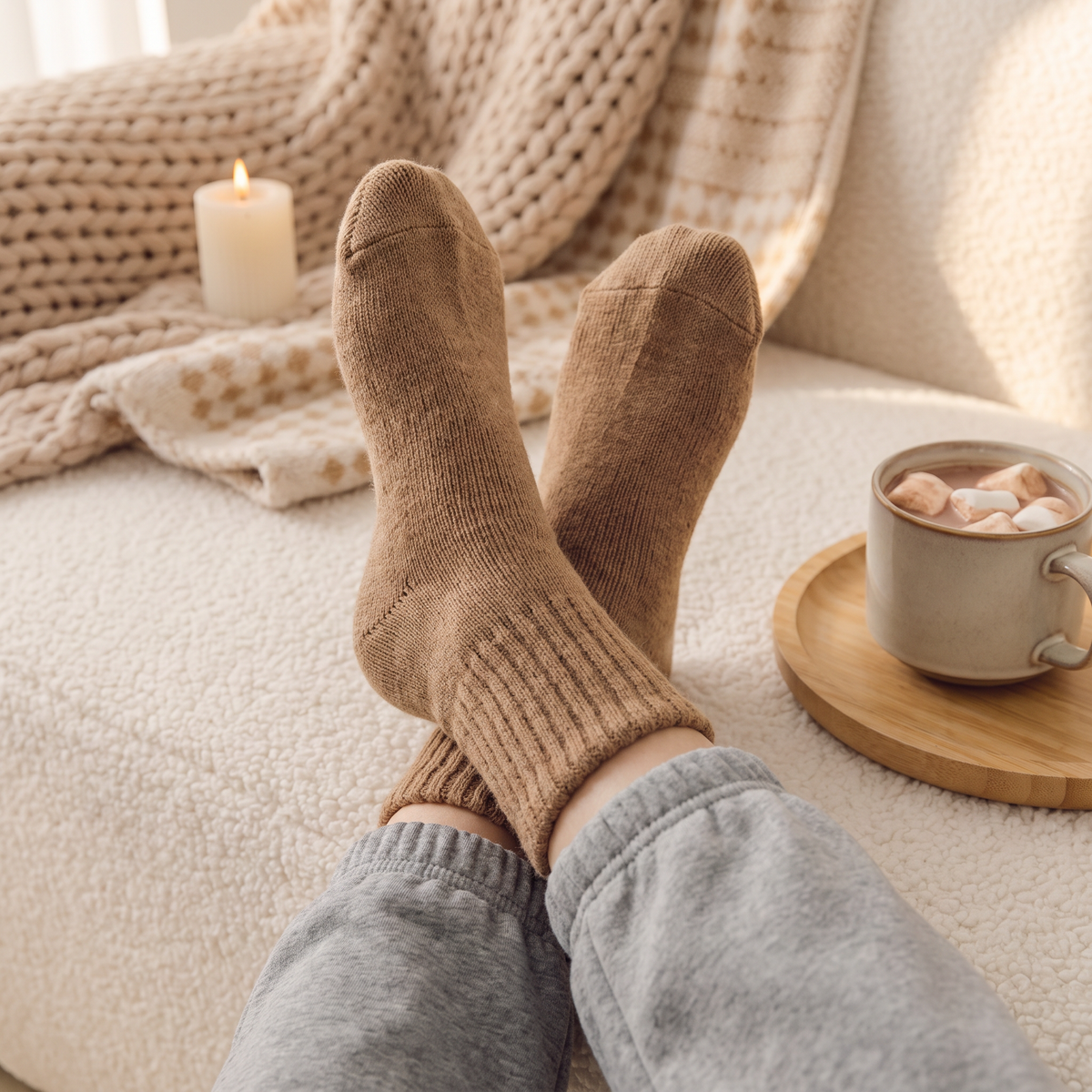 CozyKnit Thermal Socks – Plush Ribbed Mid-Calf Winter Socks