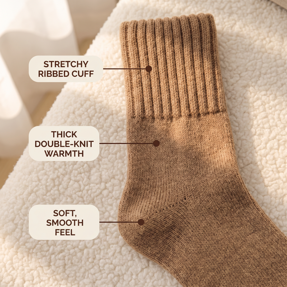 CozyKnit Thermal Socks – Plush Ribbed Mid-Calf Winter Socks