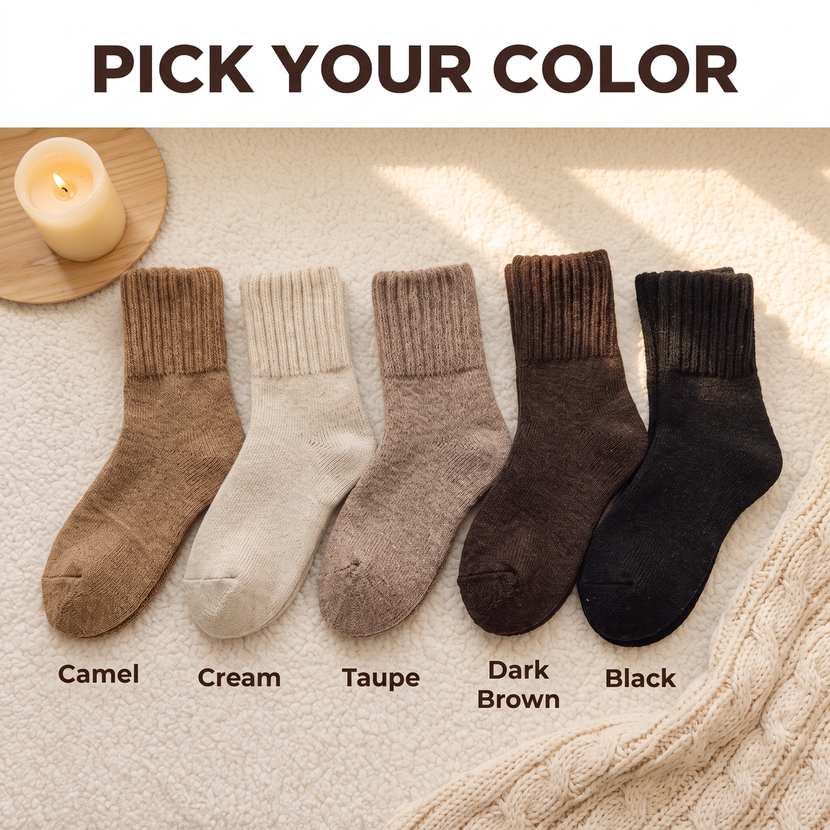 CozyKnit Thermal Socks – Plush Ribbed Mid-Calf Winter Socks