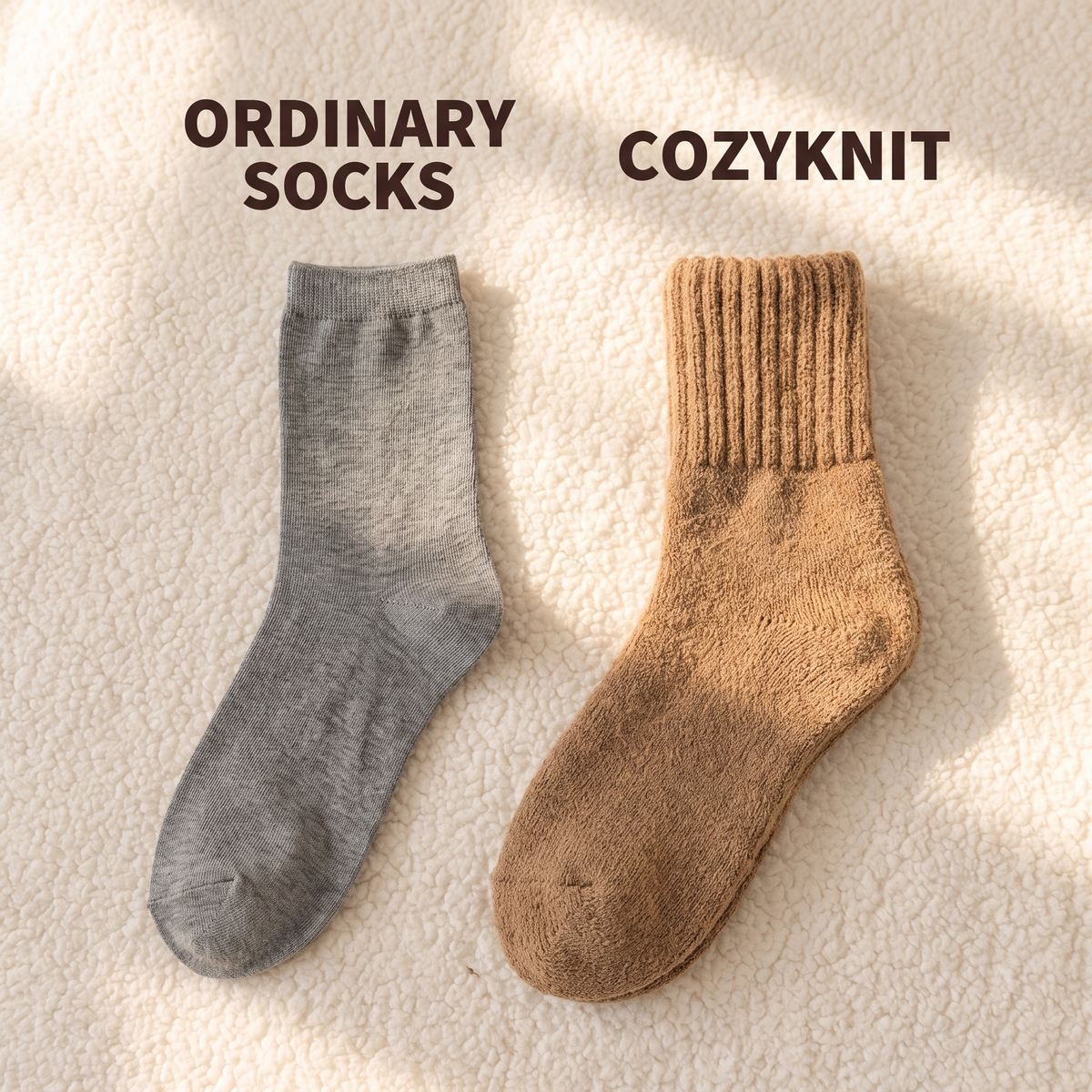 CozyKnit Thermal Socks – Plush Ribbed Mid-Calf Winter Socks